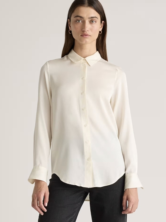 Quince Tops - Quince Washable Stretch Silk BlouseIvory Ivory Size Small EUC